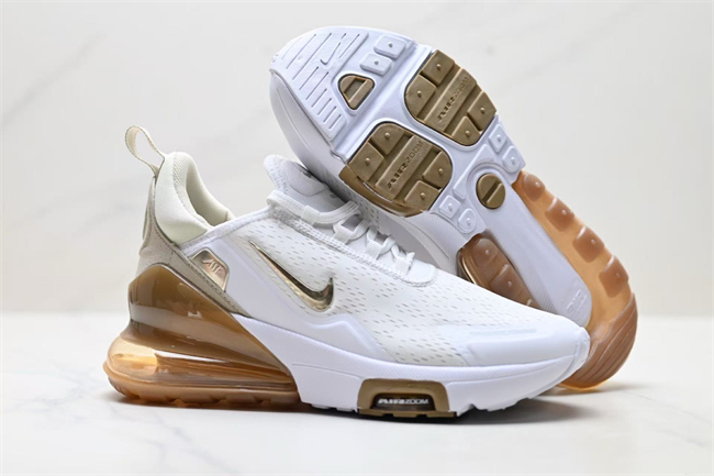 Men's White/Gold Hot sale Running weapon Air Max 270 Shoes 0127